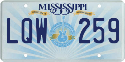 MS license plate LQW259