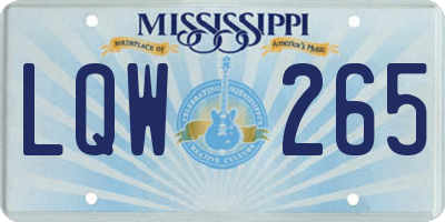 MS license plate LQW265