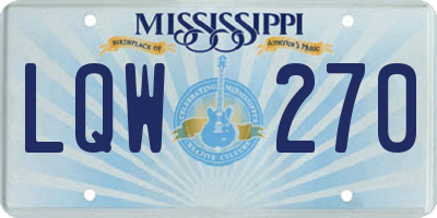 MS license plate LQW270