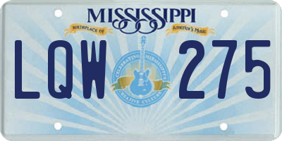 MS license plate LQW275