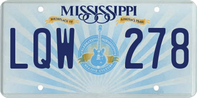 MS license plate LQW278