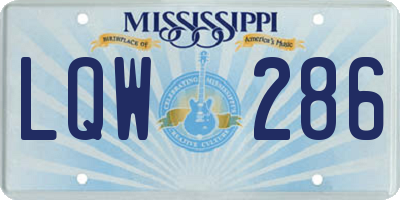 MS license plate LQW286