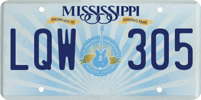 MS license plate LQW305