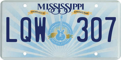 MS license plate LQW307