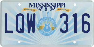 MS license plate LQW316