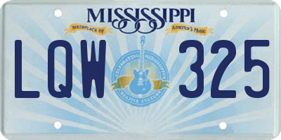 MS license plate LQW325