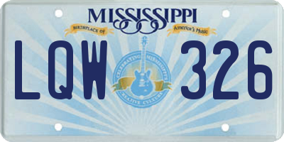 MS license plate LQW326