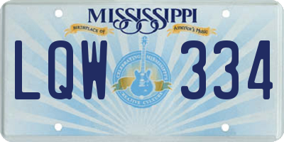 MS license plate LQW334