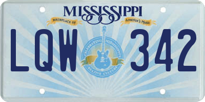 MS license plate LQW342