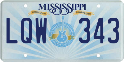 MS license plate LQW343