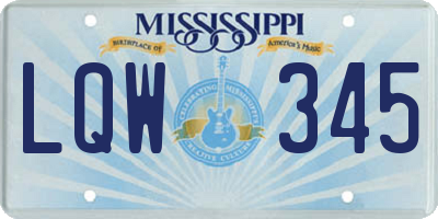MS license plate LQW345