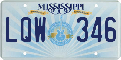 MS license plate LQW346