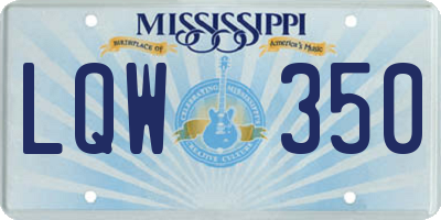 MS license plate LQW350