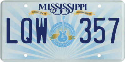 MS license plate LQW357