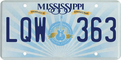 MS license plate LQW363