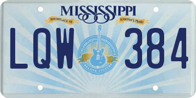 MS license plate LQW384