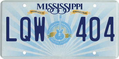 MS license plate LQW404