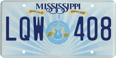 MS license plate LQW408