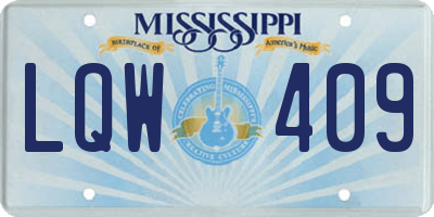 MS license plate LQW409