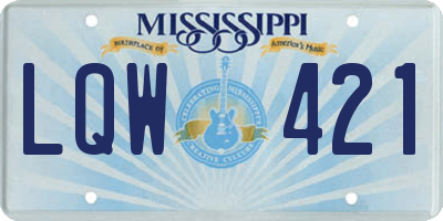 MS license plate LQW421