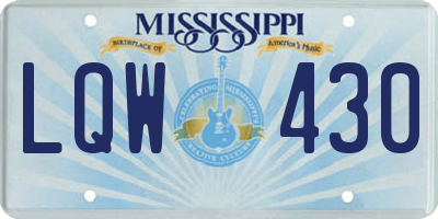 MS license plate LQW430
