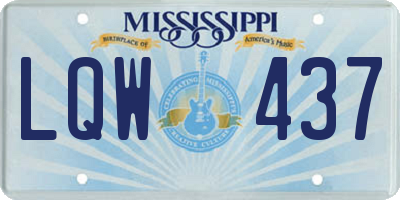 MS license plate LQW437