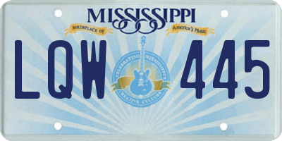 MS license plate LQW445