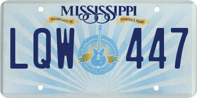 MS license plate LQW447