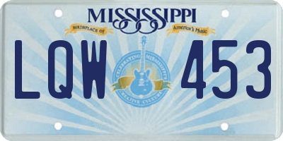MS license plate LQW453