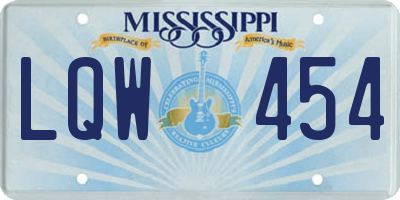 MS license plate LQW454