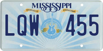 MS license plate LQW455