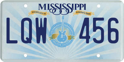 MS license plate LQW456