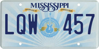 MS license plate LQW457