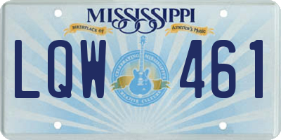 MS license plate LQW461