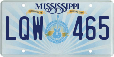 MS license plate LQW465