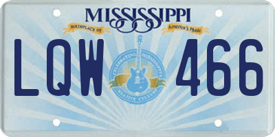 MS license plate LQW466
