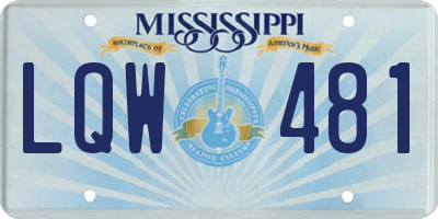 MS license plate LQW481