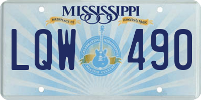MS license plate LQW490
