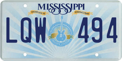MS license plate LQW494
