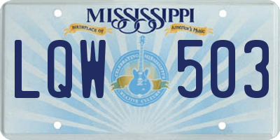 MS license plate LQW503