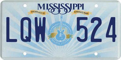 MS license plate LQW524