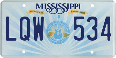 MS license plate LQW534