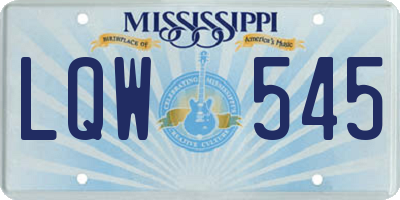 MS license plate LQW545