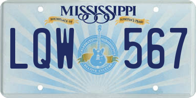 MS license plate LQW567