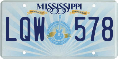 MS license plate LQW578