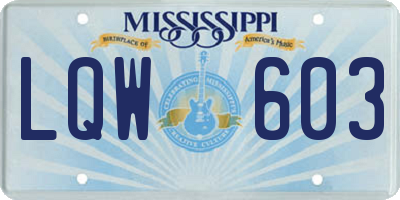 MS license plate LQW603