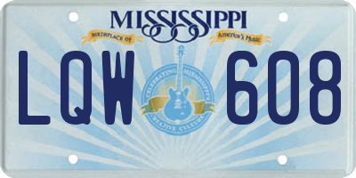 MS license plate LQW608