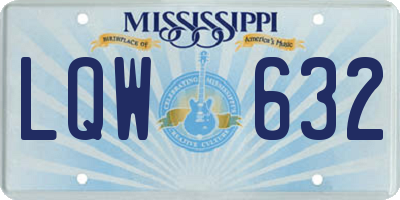 MS license plate LQW632