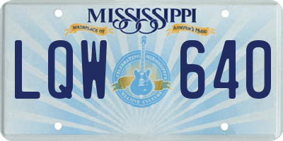 MS license plate LQW640