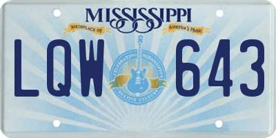 MS license plate LQW643